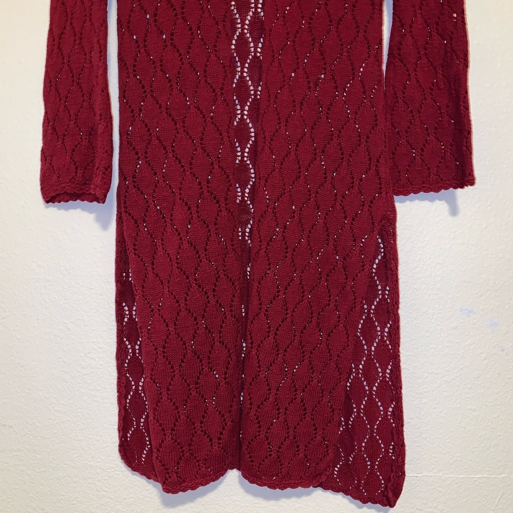 White Stag Maroon Knit Duster Cardigan - Picture 3 of 6